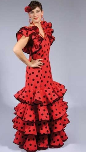 flamenca mujer volantes rojo