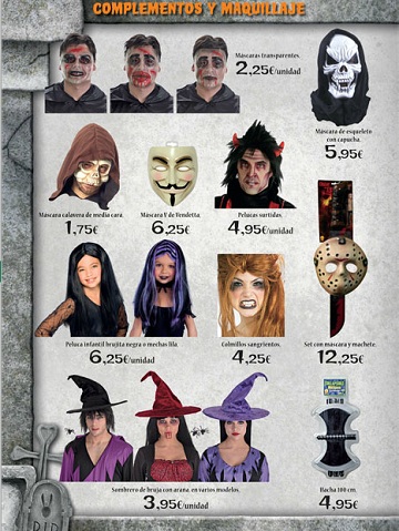 Catalogo El Corte Inglés Halloween 2012 máscaras